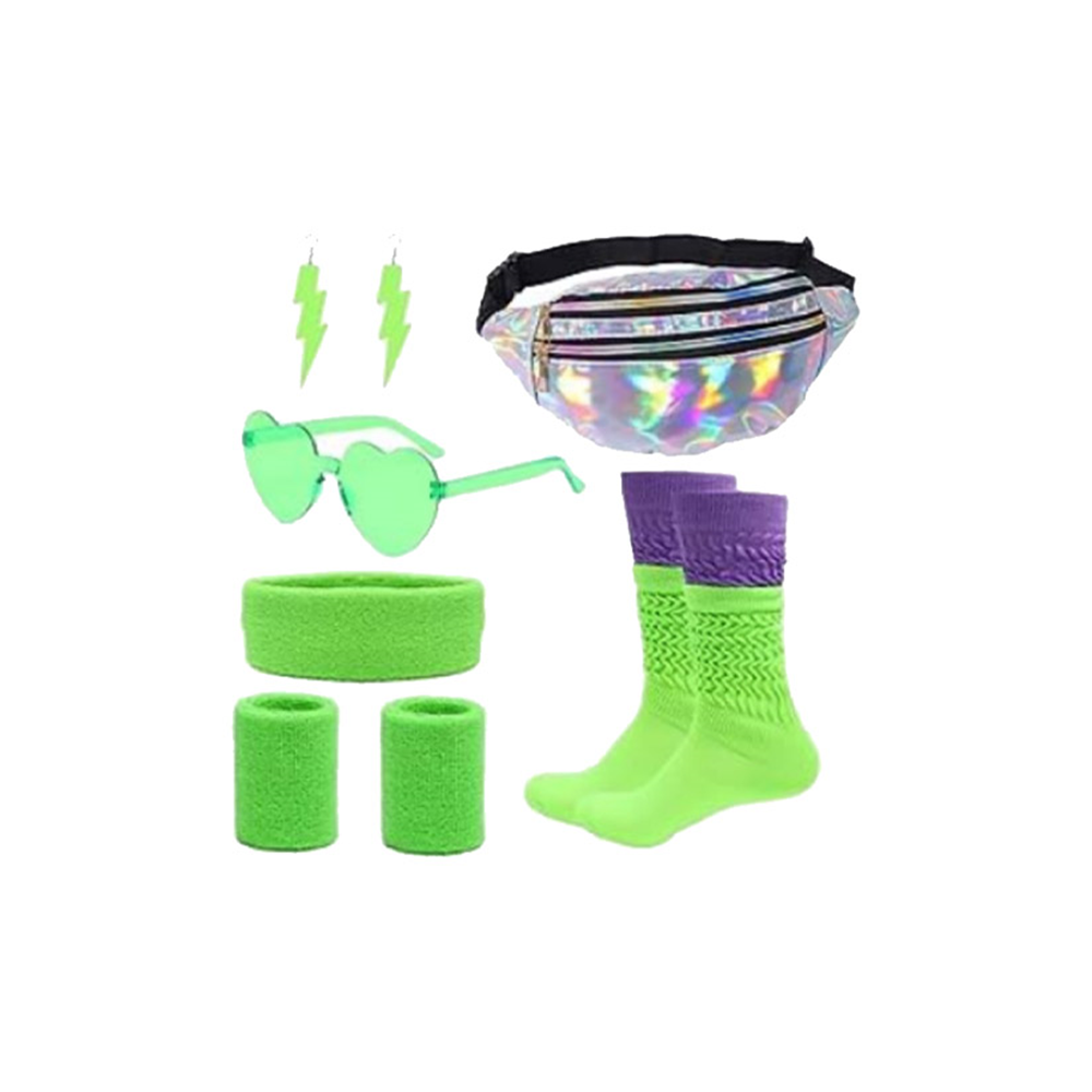 Accessoire Années 80 adulte en vert, parfait pour une mascarade de carnaval avec un look iconique et rétro. Élevez votre style !