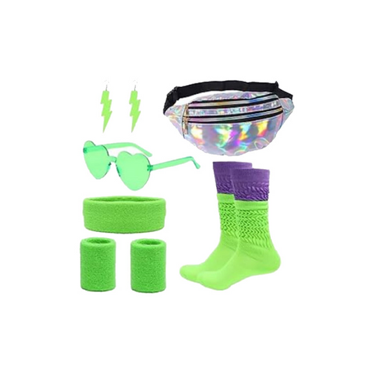 Accessoire Années 80 adulte en vert, parfait pour une mascarade de carnaval avec un look iconique et rétro. Élevez votre style !