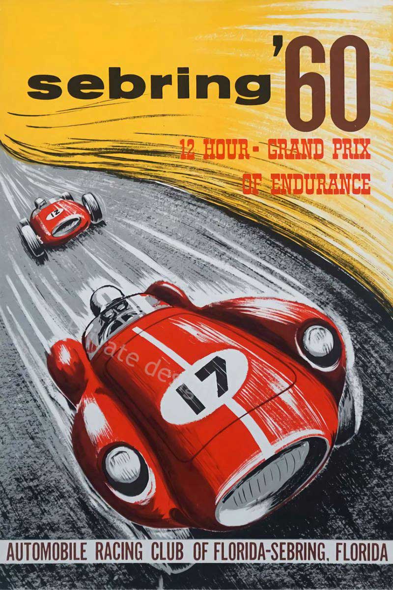 Affiche casque de course années 70 – Édition Vintage Racer.