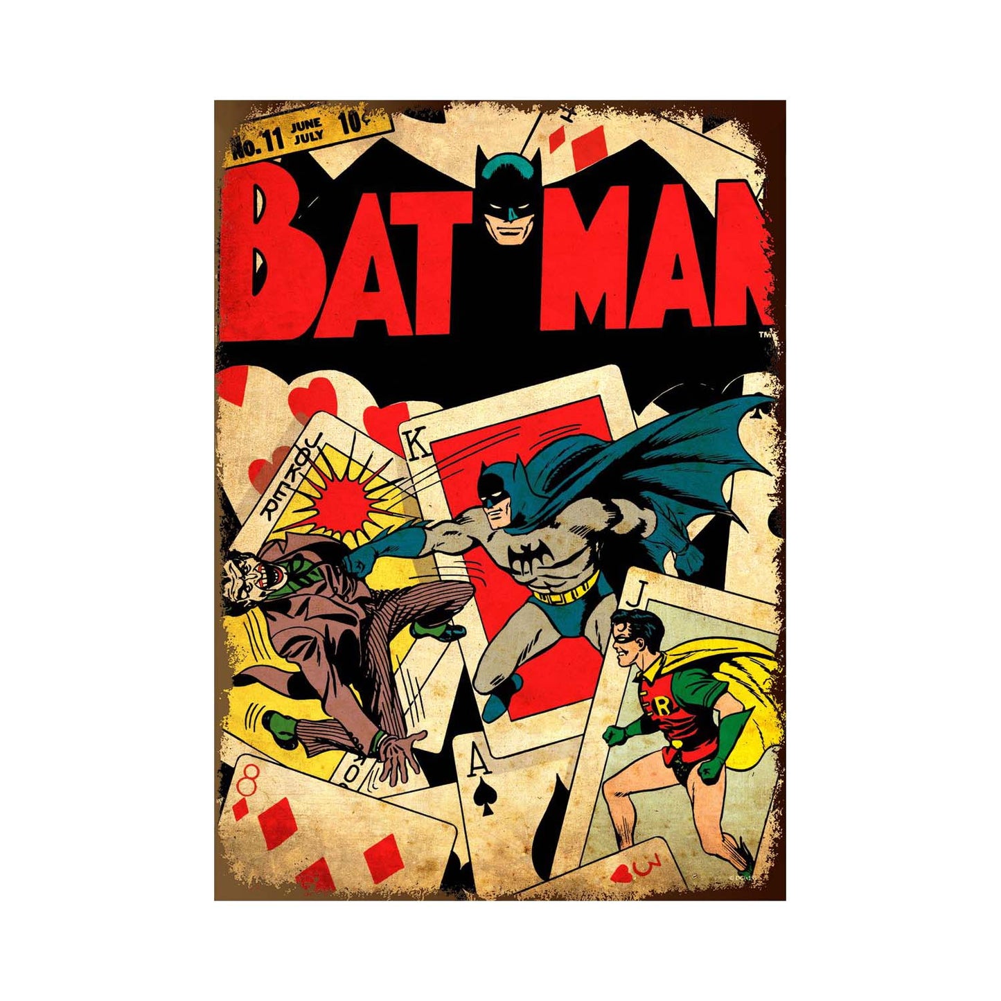 Poster vintage Batman des années 30, édition Classic Hero, mettant en avant le célèbre super-héros de DC Comics dans un style rétro.