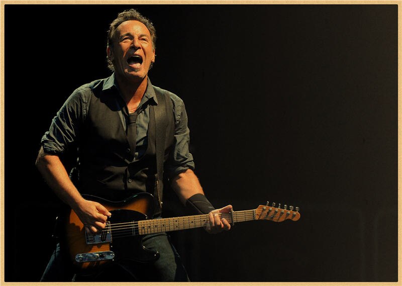 Poster vintage de Bruce Springsteen des années 70, édition Rock Legend, mettant en avant le célèbre chanteur dans une ambiance rock emblématique.