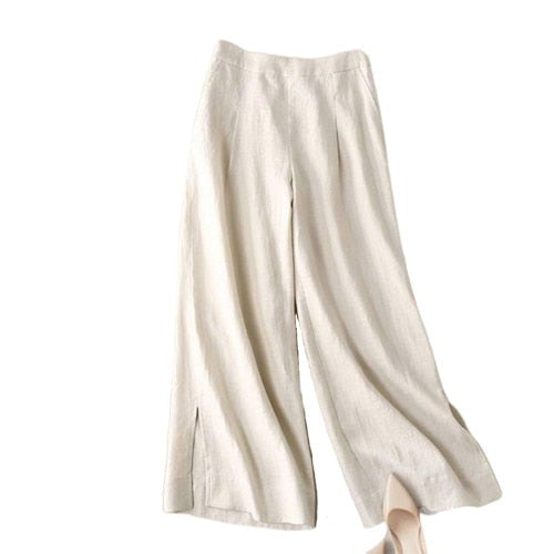 Pantalon palazzo blanc pour femmes inspiré des années 70, style rétro et élégant, de l'édition Golden Era, mode vintage.