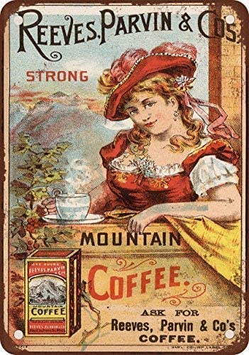 Affiche vintage des années 1900 représentant un café ambiance rétro avec des détails artistiques et une palette de couleurs chaleureuses.