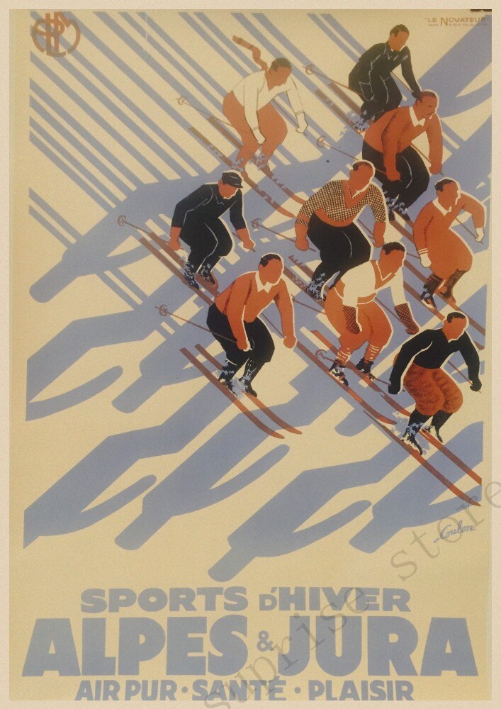 Affiche ski Chamonix Mont-Blanc années 30 – Édition Vintage Charm.