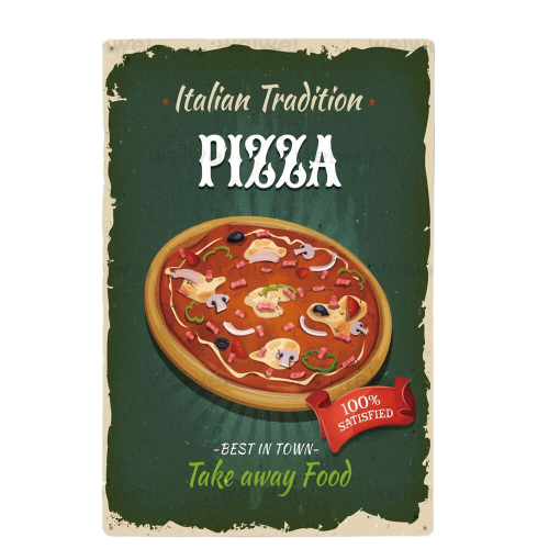 Affiche rétro Pizza Zone années 50 – Édition Vintage Delight.